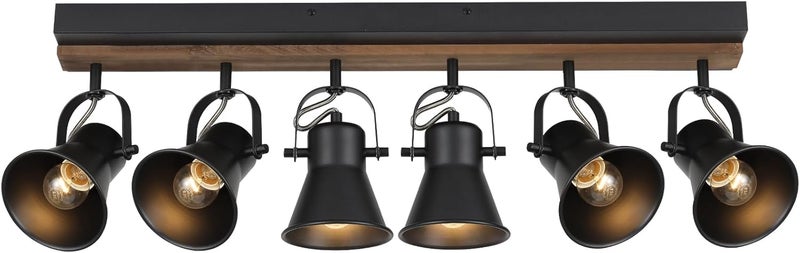 SEEBLEN 6-Light Track Light Fixtures Ceiling/Wall Mount, Adjustable Spotlight, Industrial Black Kitchen Lighting for Living Room, Dining Room, Hallway, Bathroom - Image 1